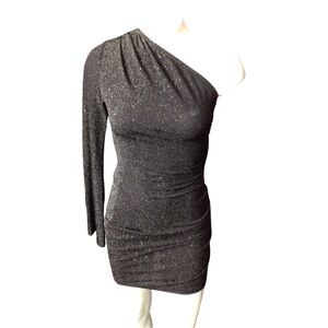 Elegant Sparkley Black One-Shoulder Dress size small